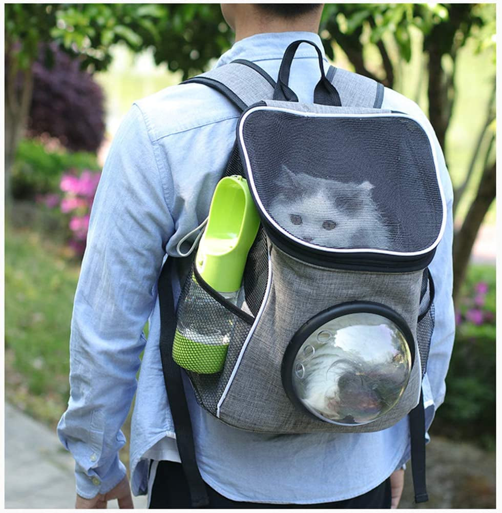 Portable Dog Water Bottle with Food Container, Leak-Proof Pet Water Dispenser with Drinking Bowl, One-Hand Operation, Food-Grade Plastic, Travel Water Bottle for Dogs & Cats, Green