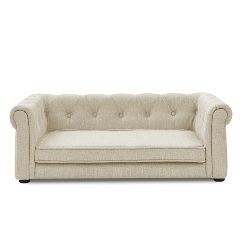 Orthopedic Elevated Dog Sofa Bed for Medium & Large Dogs, Modern Rectangular Pet Couch with Removable Washable Cover, Thick Foam Cushion, Durable Raised Pet Bed, Beige, 40 x 23 x 14 in
