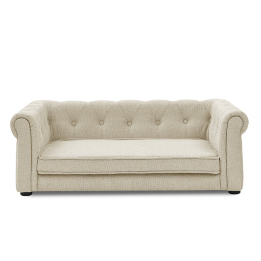 Orthopedic Elevated Dog Sofa Bed for Medium & Large Dogs, Modern Rectangular Pet Couch with Removable Washable Cover, Thick Foam Cushion, Durable Raised Pet Bed, Beige, 40 x 23 x 14 in