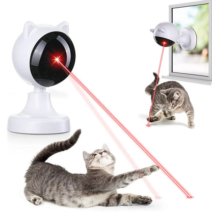 Automatic Cat Laser Toy, USB Rechargeable Interactive Laser Toy for Indoor Cats & Dogs, 360° Rotating Laser with Adjustable Speeds, Auto Timer, Multi-Angle Mount, White