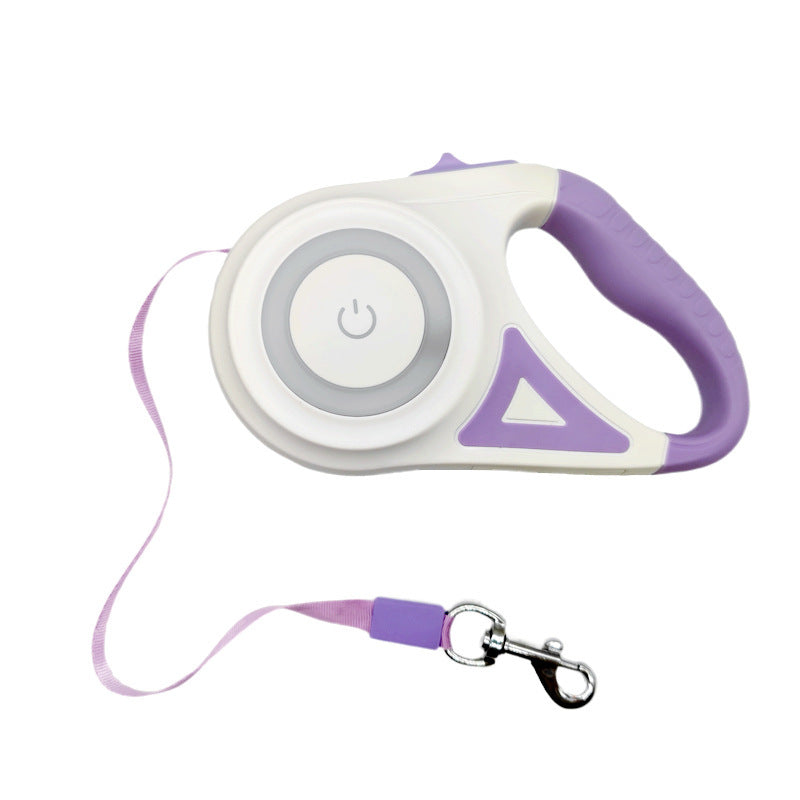 Retractable Dog Leash with LED Light, 3M/5M Automatic Pet Leash for Small, Medium & Large Dogs and Cats, Tangle-Free One-Hand Brake & Lock, Durable Reflective Walking Lead