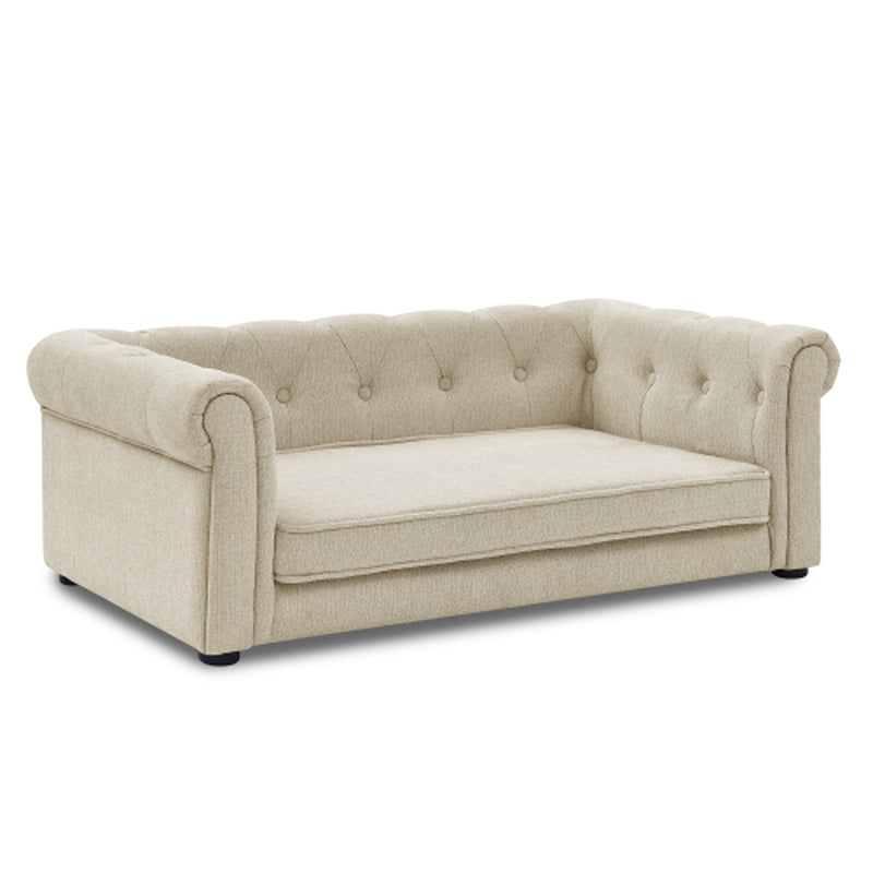 Orthopedic Elevated Dog Sofa Bed for Medium & Large Dogs, Modern Rectangular Pet Couch with Removable Washable Cover, Thick Foam Cushion, Durable Raised Pet Bed, Beige, 40 x 23 x 14 in