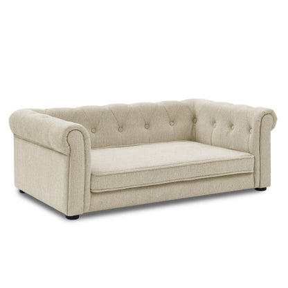 Orthopedic Elevated Dog Sofa Bed for Medium & Large Dogs, Modern Rectangular Pet Couch with Removable Washable Cover, Thick Foam Cushion, Durable Raised Pet Bed, Beige, 40 x 23 x 14 in