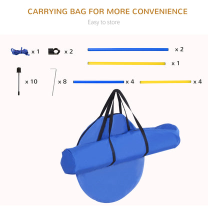 4-Piece Dog Agility Training Equipment Set, Backyard Agility Course Kit with Adjustable Jump, Weave Poles, Tunnel & Pause Box, Portable Obstacle Training Kit for Dogs, Blue & Yellow