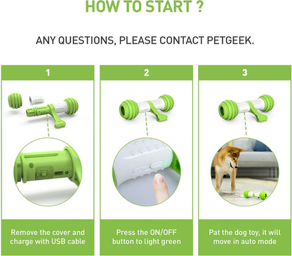 Interactive Dog Toy for Medium & Large Dogs, Motion Activated Automatic Moving Dog Bone, USB Rechargeable Electronic Dog Toy for Boredom, Exercise & Mental Stimulation, Green