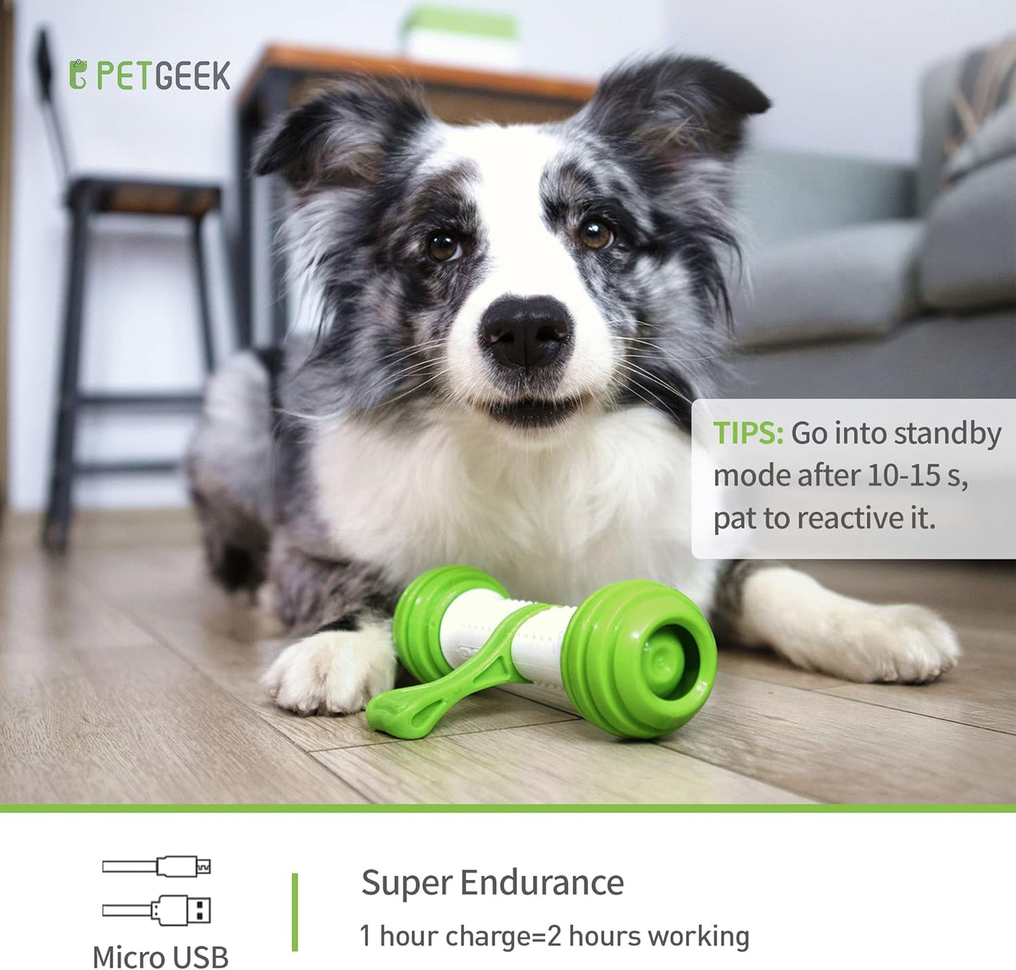 Interactive Dog Toy for Medium & Large Dogs, Motion Activated Automatic Moving Dog Bone, USB Rechargeable Electronic Dog Toy for Boredom, Exercise & Mental Stimulation, Green