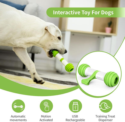Interactive Dog Toy for Medium & Large Dogs, Motion Activated Automatic Moving Dog Bone, USB Rechargeable Electronic Dog Toy for Boredom, Exercise & Mental Stimulation, Green