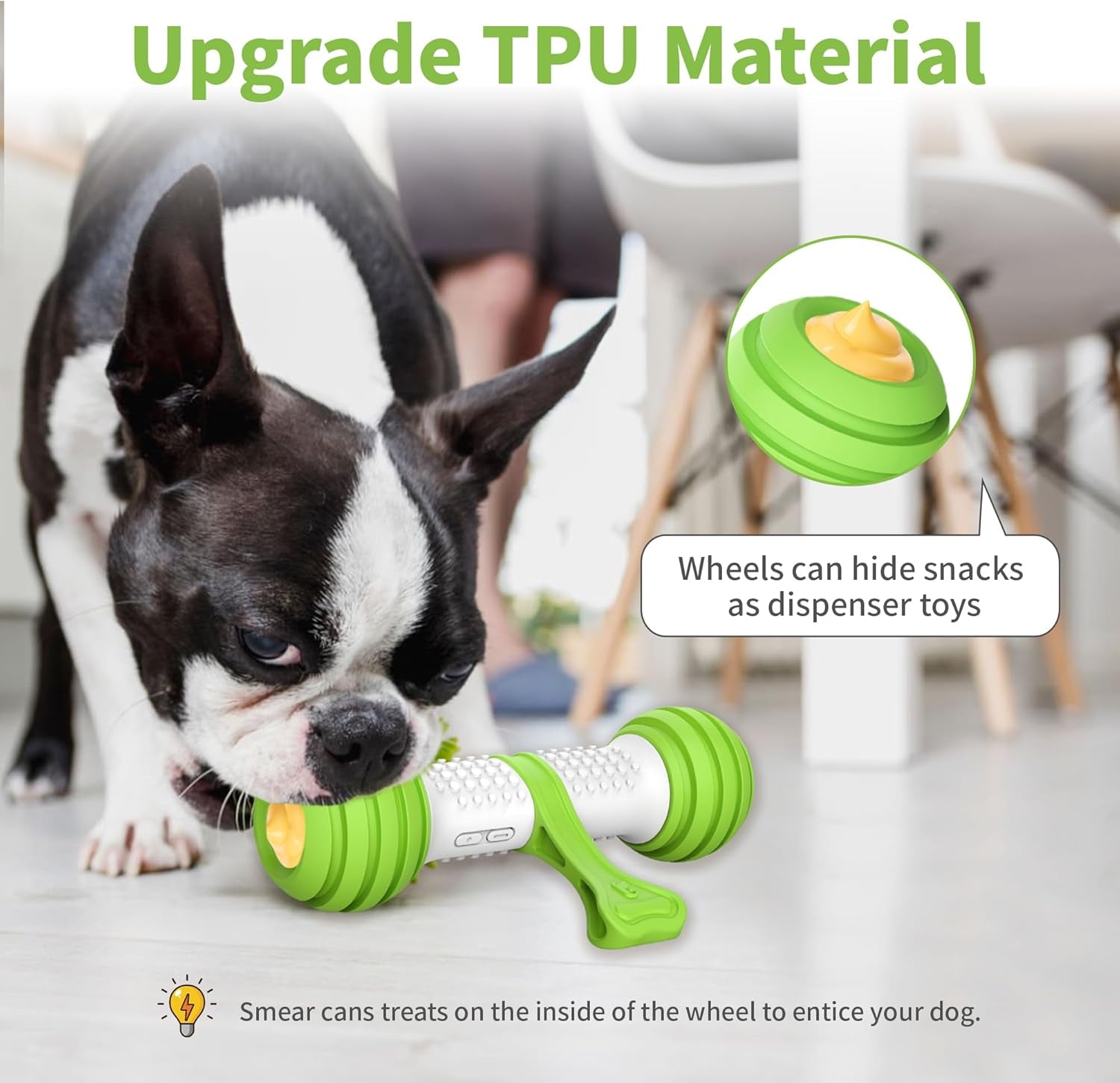 Interactive Dog Toy for Medium & Large Dogs, Motion Activated Automatic Moving Dog Bone, USB Rechargeable Electronic Dog Toy for Boredom, Exercise & Mental Stimulation, Green