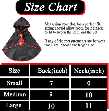 Halloween Cat Costume Wizard Cloak for Cats & Small Dogs, Anime Pet Costume with Velcro Closure, Soft Cosplay Outfit for Kitten, Puppy, Halloween Parties & Photos, Red, Small