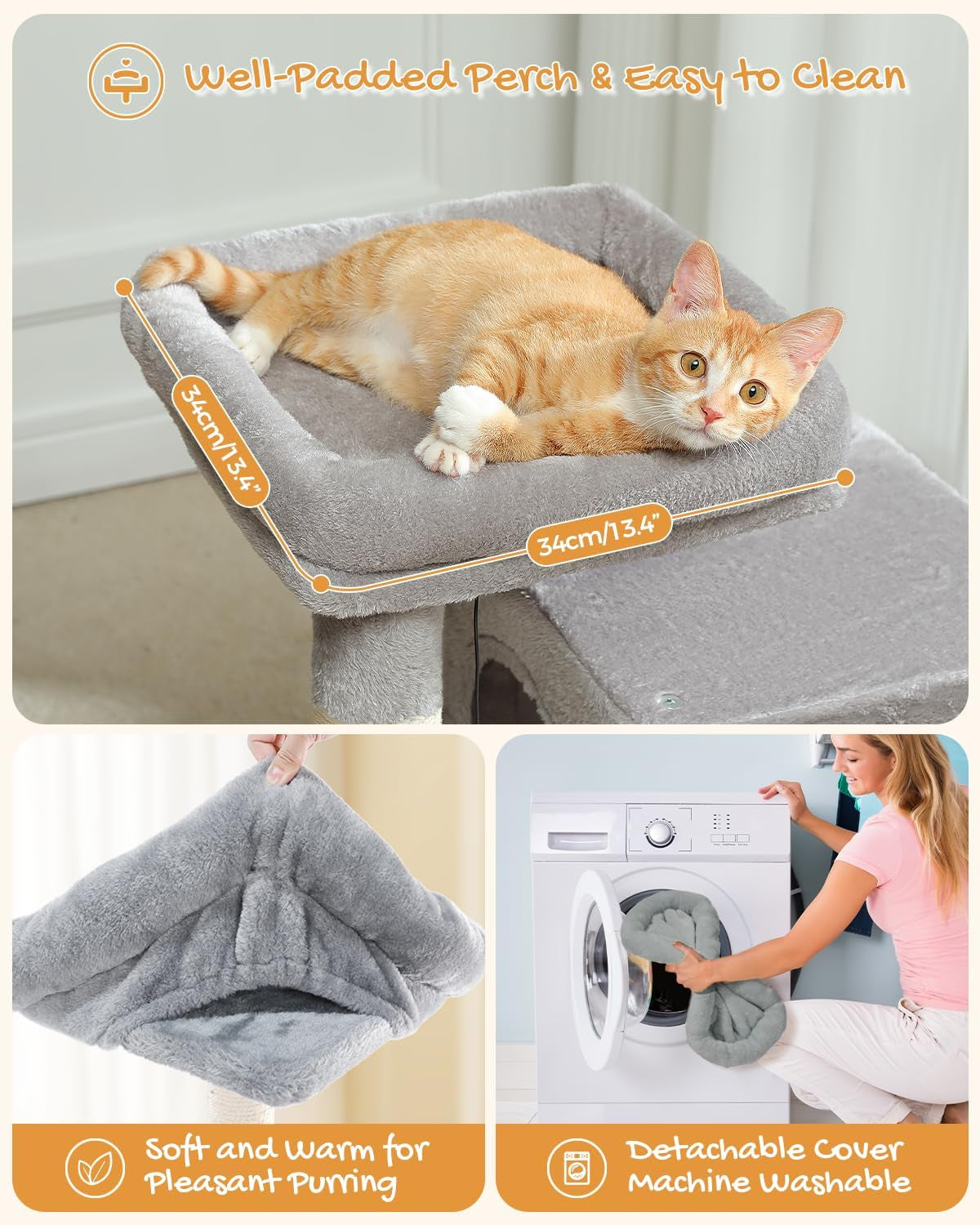 30-Inch Cat Tree for Indoor Cats with Dual Condos, Plush Padded Perch, Sisal Scratching Posts & Ramp, Interactive Hanging Toys, Stable Cat Tower for Kittens & Medium Cats, Gray