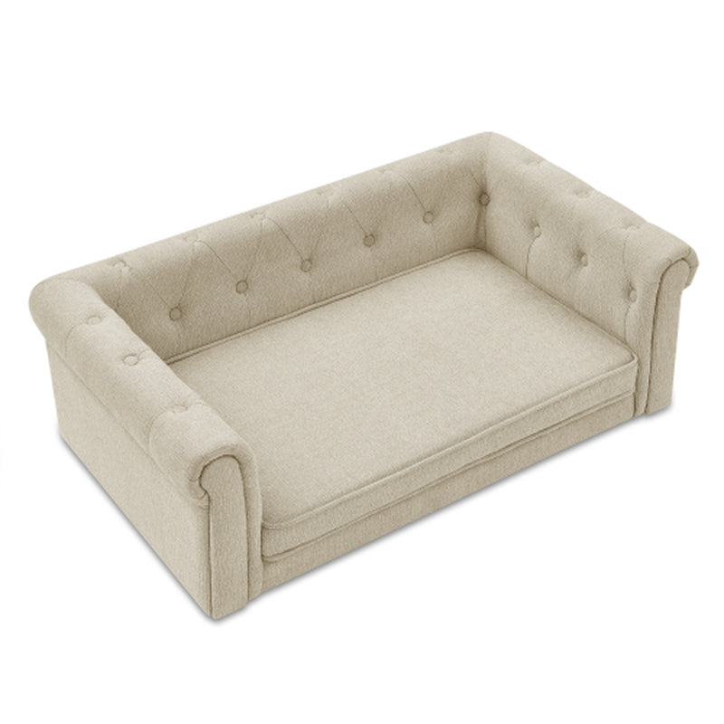 Orthopedic Elevated Dog Sofa Bed for Medium & Large Dogs, Modern Rectangular Pet Couch with Removable Washable Cover, Thick Foam Cushion, Durable Raised Pet Bed, Beige, 40 x 23 x 14 in