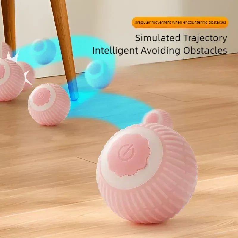 Interactive Automatic Rolling Cat Ball Toy, USB Rechargeable Smart Motion Activated Pet Ball with LED Light, Obstacle Avoidance, Bite Resistant Silicone, Self Play Toy for Indoor Cats & Kittens