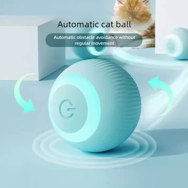 Interactive Automatic Rolling Cat Ball Toy, USB Rechargeable Smart Motion Activated Pet Ball with LED Light, Obstacle Avoidance, Bite Resistant Silicone, Self Play Toy for Indoor Cats & Kittens
