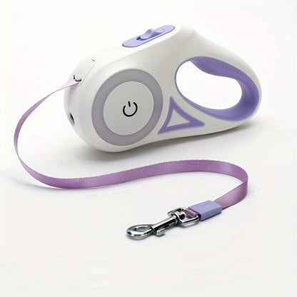 Retractable Dog Leash with LED Light, 3M/5M Automatic Pet Leash for Small, Medium & Large Dogs and Cats, Tangle-Free One-Hand Brake & Lock, Durable Reflective Walking Lead